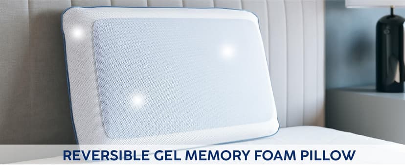 Cool Gel Cooling Pillow for Sleeping, Standard Size Cooling Memory Foam Pillow for Hot Sleepers, Reversible Ergonomic Design, Pressure Relief, Spine Alignment, Side, Back Contouring Support