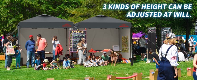 10x10 Pop Up Canopy with Sidewalls, Easy Up Canopy Tent, Heavy Duty Tents for Parties, One Person Set Up Event Tent, Grey