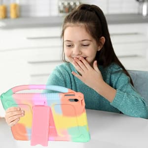 Adocham Kids Case for New iPad (A16) 11th Generation 11 Inch 2025/10th Generation 10.9 Inch 2022 Built-in Stand Handle,Lightweight Shockproof Silicone Kids Cover for iPad 10th/11th Gen (Rainbow)