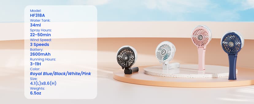 HandFan 2025 Upgraded Portable Misting Fan, Two Button Easy Operation, Handheld Rechargeable Mister Fan, Spray Water Mist Fans, Mini Electric Cooling Fans for Travel, Outdoors, Disney(Royal Blue)
