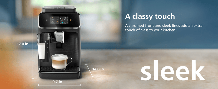 PHILIPS Series 2300 Fully Automatic Espresso Machine - 4 Hot Drinks, Fast Clean, 40% Quieter SilentBrew, Aquaclean Filter, Matte Black (EP2330/10)