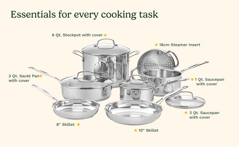 Cuisinart 77-11G Stainless Steel 11-Piece Set Chef's-Classic-Stainless-Cookware-Collection