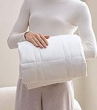 Baloo Weighted Blanket for Adults 12 lb Throw (Pebble White, 42"x72") | Cool & 100% Cotton | Machine Washable & Dryer Safe | Glass Microbead Fill