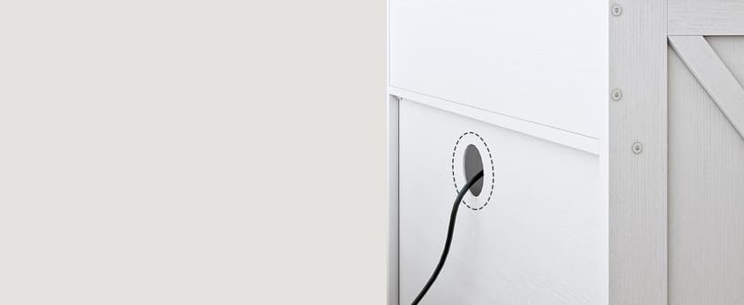 HOOBRO Farmhouse End Table with Charging Station, 23.6" Large End Tables for Living Room, Sofa Side Table with Barn Door, Wooden Square Nightstand Bedside Table, Flip Top, White and Walnut WH601UBZ01