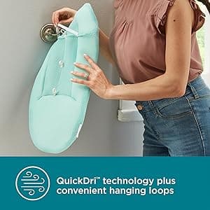 Contours Oasis 4 in 1 Comfort Cushion Baby Bathtub, Portable Infant Bath Seat, Supportive for Newborns and Toddlers 0-24 Months, Grow with Me Design, Quick Dry Mesh Pad, Easy to Clean, Blue/White