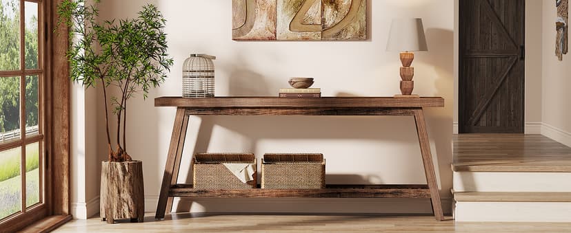 Tribesigns 70.86-Inch Console Table for Entyrway, Farmhouse 2-Tier Entry Entrance Table, Narrow Long Sofa Table Behind Couch, Rustic Brown