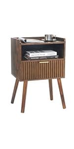 AWASEN Side Table, Small Wood End Table Living Room, Mini Bed Side Table Modern Accent Nightstand with Solid Wood for Bedroom Office Small Spaces, Rustic Brown