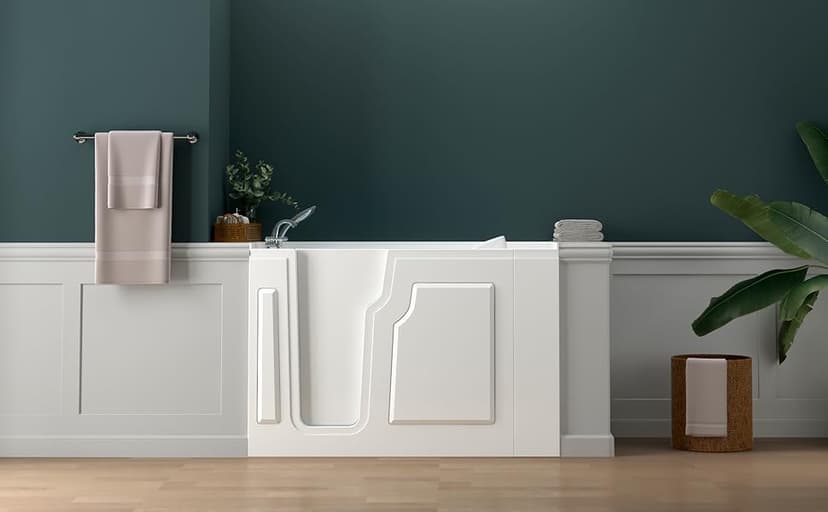 FerdY Floridian 52" Walk-in Bathtub with Left-Side Door Opening and Quick Fill and Drain System, Rectangular Soaking Bathtub in White