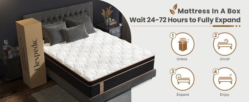 Queen Mattress, 14 Inch Plush Hybrid Mattresses with Gel Memory Foam, Fiberglass-Free Mattress in a Box, Individual Pocket Spring-Motion Isolation-Extra Edge Support, 365 Nights Trial,CertiPUR-US