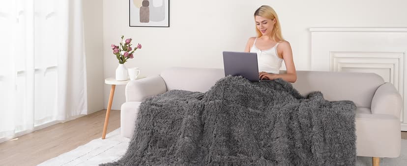Uttermara Faux Fur Weighted Blanket Twin Size 15 Pounds, 48" x 72" Sherpa Heavy Blanket Throw for Couch Sofa Bed, Super Soft Plush Fleece & Warm Cozy Sherpa Reverse, Great for Calming and Relax, Gray