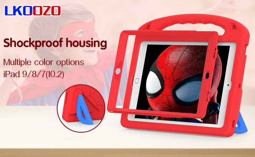 Kids Case for iPad 9th/8th/7th Generation (iPad 10.2 inch 2021/2020/2019), Shockproof Case with Screen Protector (Red)
