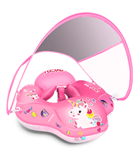 LAYCOL Baby Swimming Float Inflatable Baby Pool Float Ring with Sun Protection Canopy,add Tail no flip Over for Age of 3-36 Months