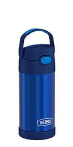 THERMOS FUNTAINER 16 Ounce Stainless Steel Vacuum Insulated Bottle with Wide Spout Lid, Navy