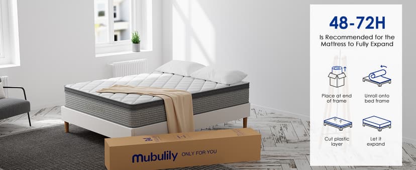 Queen Mattress,10 Inch Gel Memory Foam and Innerspring Hybrid Mattress in a Box with Individual Pocket Spring for Motion Isolation & Silent Sleep,CertiPUR-US,100 Nights Trial