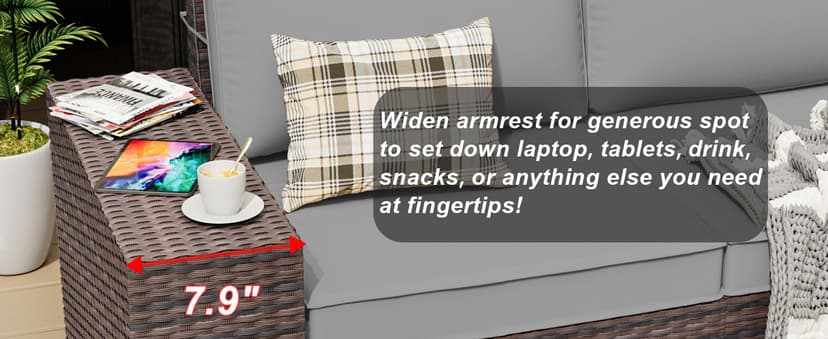 10 Pieces Patio Furniture Set with 2 Swivel Chairs Patio Furniture Outdoor Sectional Sofas with 55000 Gas Fire Pit Patio Conversation Set w/7 Cushions-Gary