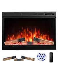 R.W.FLAME 60" Recessed and Wall Mounted Electric Fireplace, Low Noise, Fit for 2 x 6 Stud, Remote Control with Timer, Touch Screen, Adjustable Flame Color and Speed, 750-1500W