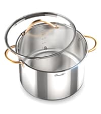 Whole Tri-ply 18/10 Stainless Steel Pot and Pan Set (10 Piece), Copper Pots and Pans Set with Stainless Steel Lid, Induction Cookware Set, Include Stock Pot, Saucepan, Frying Pan - Copper