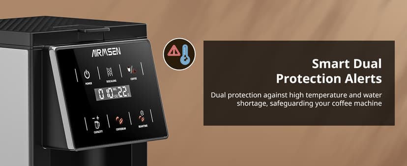 AIRMSEN Grind & Brew Coffee Maker with Grinder - Single Serve Machine Compatible with K-Cup Pods & Ground, 1000W Fast 6-14oz Brewer, Descaling Alert, Touchscreen & 50oz Removable Tank