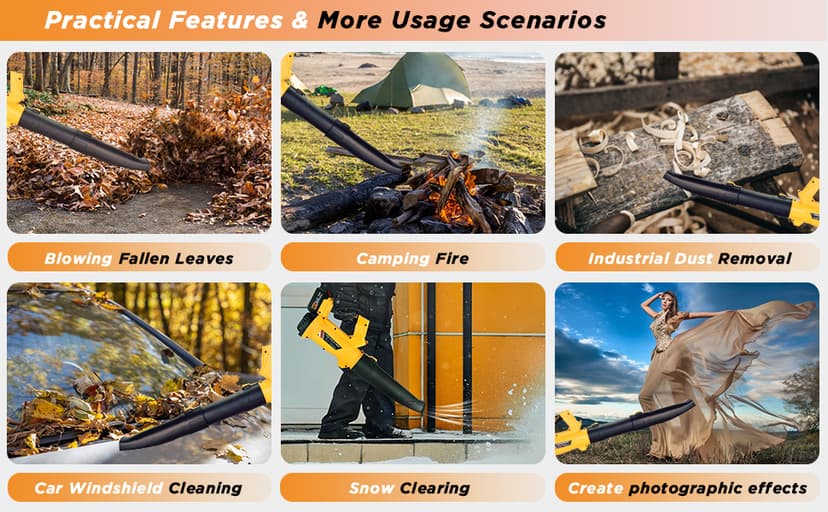 Leaf Blower Cordless, 21V 5.2Ah Battery & Charger, 6 Speed Modes, Digital Display, 500CFM/150MPH Electric Cordless Leaf Blower for Lawn Care, Leaf Blowing, Dust & Snow Removal