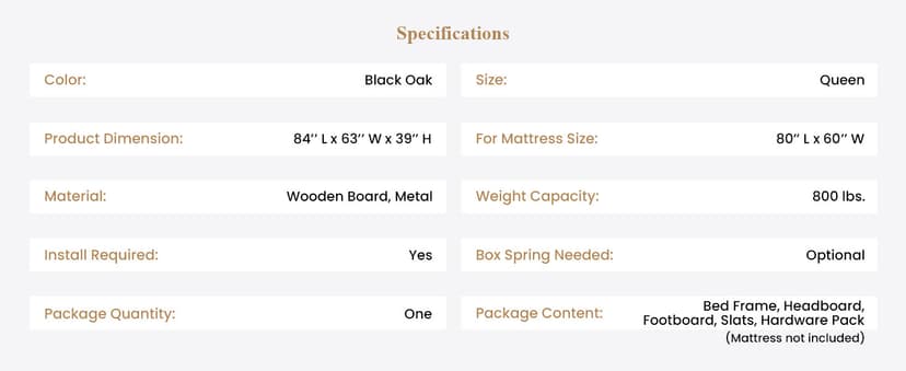 SHA CERLIN 14 Inch Queen Size Metal Platform Bed Frame with Wooden Headboard and Footboard, Mattress Foundation, No Box Spring Needed, Large Under Bed Storage, Non-Slip Without Noise, Black Oak