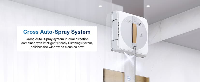 ECOVACS Winbot W1 Pro Window Cleaning Robot, Intelligent Cleaning with Dual Cross Water Spray Technology, Win SLAM 3.0 Path Planning, 2800Pa Suction Power, Edge Detection Technology, App Control,Grey