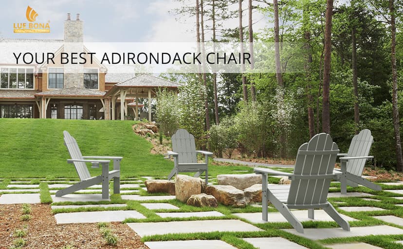 LUE BONA HDPS Adirondack Chairs Set of 4, Fire Pit Outdoor Chair Weather Resistant with Cup Holder, Modern Plastic Chair Plastic for Patio, Deck, Proch, Hotel, Resort, 350LBS, Black