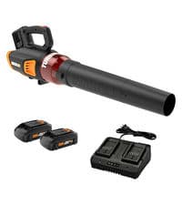 WORX 20V Cordless Leaf Blower WG547, Electric Blower, Powerful Turbine Fan Technology, 2-Speed Control, for One-Hand Operation, PowerShare – 1pc 2.0 Ah Battery and 1pc 0.4 A Charger Included