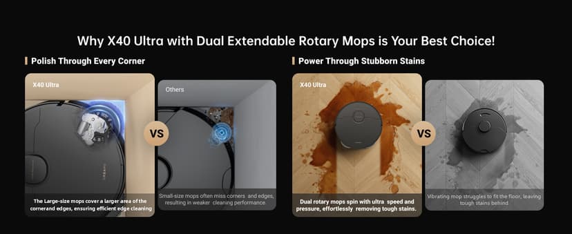 DREAME X40 Ultra Robotic Vacuum with Removable & Liftable Mop, 12,000Pa Suction, Side Brush Extensive Cleaning, 158°F Mop & Washboard Self Cleaning, Auto-Empty, Auto Refill, liftable Brushes