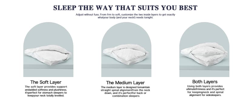 Nuzzle Cooling Adjustable Pillow for Side Sleepers, Luxury Standard Size Bed Pillow Hotel Collection - Best Adjust Height Soft Firm Pillow for Back, Stomach or Side Sleepers - Home Gifts