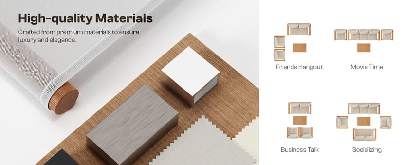 Aluminum Outdoor Patio Furniture Set with Coffee Table, 5 Piece Patio Conversation Sets with Washable Thick Cushions, Outdoor Sectional Furniture Set for Porch, Balcony, Deck, Yard, Graphite