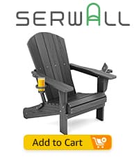 SERWALL Foldable Adirondack Chair, HDPE Adirondack Chair with Wood-Texture-Gray