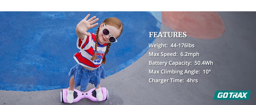 Gotrax Hoverboard with 6.5" LED Wheels & Headlight, Max 4/5 Miles Range, 6.2mph Power by Dual Brushless Motor, UL2272 Certified and 50.4Wh/65.52Wh Battery Self Balancing Scooters for 44-176lbs Kids
