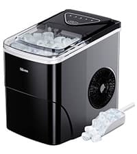 Silonn Ice Maker Countertop, 9 Cubes Ready in 6 Mins, 26lbs in 24Hrs, Self-Cleaning Ice Machine with Ice Scoop and Basket, 2 Sizes of Bullet Ice for Home Kitchen Office Bar Party