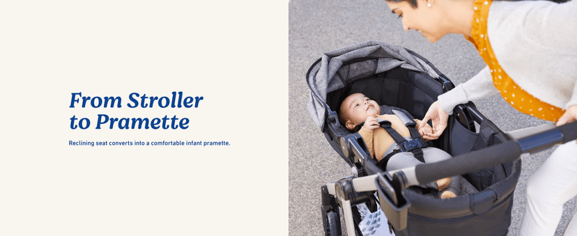 Graco Modes Pramette Travel System, 3-in1 Modular Carseat Stroller Combo, Infant Car Seat Carrier to Toddler Stroller, Includes the SnugRide 35 Car Seat, Ellington