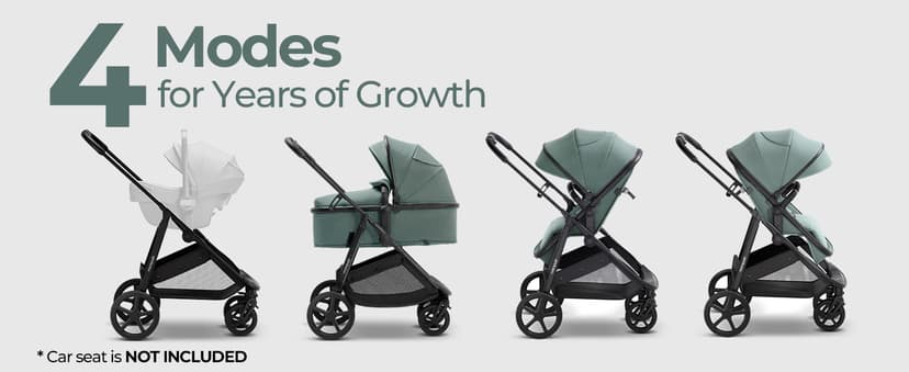 Mompush Wiz 2-in-1 Convertible Baby Stroller with Bassinet Mode, Foldable Infant Stroller with Reversible Seat and Large UPF 50+ Canopy