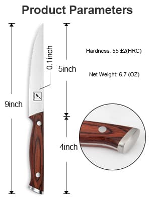 imarku Steak Knives Set of 6, Japanese HC Steel Premium Serrated Steak Knife Set with Ergonomic Handle and Gift Box, Home Essential, Best Birthday Gifts for Women and Men