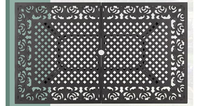 PHI VILLA Cast Aluminum Patio Dining Set for 6 Person, 7 Piece Outdoor Patio Set with 64" x 37" Cast-Top Aluminum Table(2.3" Umbrella Hole), 4 Dining Chairs and 2 Swivel Rockers with Seat Cushions