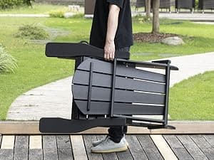 nalone Folding Adirondack Chairs Set of 2 with Cushions and Cup Holder, HDPE Plastic Oversized Patio Chair Weather Resistant, Used in Outdoor, Fire Pit, Deck, Garden, Campfire Chairs (Black)