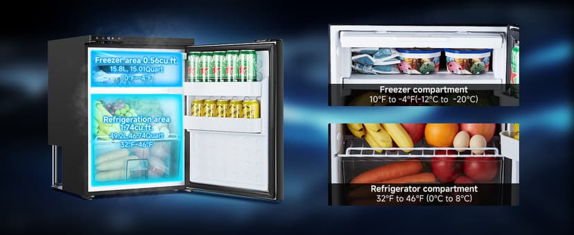 BODEGACOOLER 12 Volt Refrigerator, RV Refrigerator APP Control, 65L(2.3cu.ft.) RV Fridge Freezer, Car Refrigerator with Lock, (4℉-46℉) Travel Compressor Cooler 12/24V DC for Truck, RV, Camping