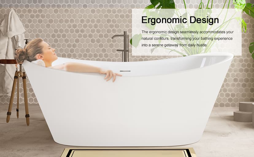 71" Acrylic Freestanding Bathtub Contemporary Soaking White Tub