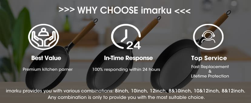 imarku Non Stick Frying Pans - 8 inch & 10 inch Frying Pan Nonstick Set, Honeycomb Lock Oil Cast Iron Skillets, Dishwasher Safe, Induction Compatible, Detachable Handle Pans, Best Gifts