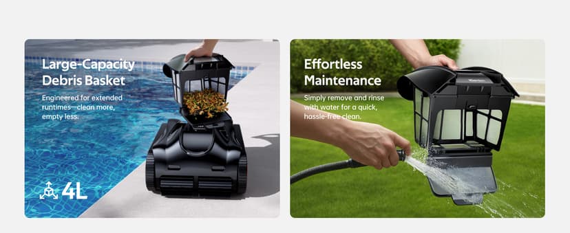 Pool Cleaner K20, 2H Runtime Cordless Robotic Pool Vacuum, Touch Screen, Smart Navigation, Cleans Floor, Walls, Waterline, Ideal for Above & In-Ground Pools, Self-Parking