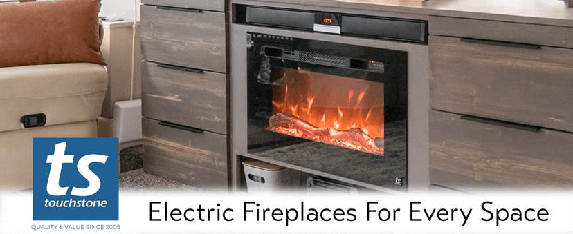 Touchstone Smart Electric Fireplace-The Forte 40" Recessed Mounted-30 Realistic Ember Color/Flame Options-1,500W Heater w/Thermostat-Black-Log & Crystal Hearth Options-Alexa/WiFi Enabled