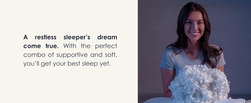 DreamyBlue Signature Pillow w/Adjustable Loft • Shredded Memory Foam Fill • Neutral Alignment for Side, Back, and Stomach Sleepers • Washable Bamboo Rayon Cover • CertiPUR-US Certified Foam (Queen)