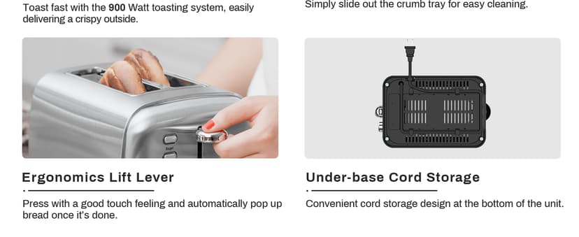 Toaster 2 Slice, Extra Wide Slot Toaster for Bagels, Bread, Waffles, 7 Shade Settings, 4 Main Functions, Removable Crumb Tray, 900 Watts Toasters, Brushed Stainless Steel
