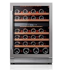 24 Inch Wine Fridge, 54 Bottle Wine Cooler Refrigerator, 40-65°F Wine Refrigerator Glass Door, 3 LED Wine Fridge, Built-in or Freestanding Wine Fridge for Home/Bar/Kitchen (5.65 cu.ft)