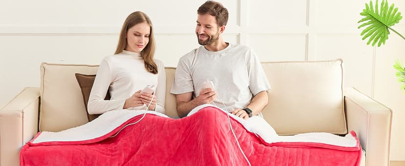 Heated Electric Blanket King Size - 90" x 108" Heating Blanket with Dual Control, 10 Heating Levels & 8 Hours Auto Off, Soft Warm Flannel Gifts Blanket with Over-Heat Protection, ETL & FCC Certified