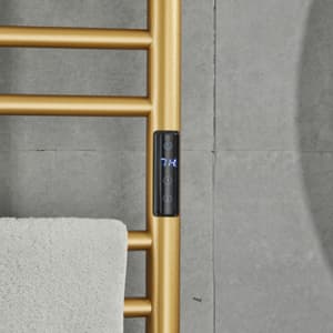 Electric Towel Warmers Radiator with Built-in Timer Gold, 140W Wall-Mounted & Freestanding Heated Towel Drying Rack with 11 Bars, 304 Stainless Steel Heated Towel Rail for Bathroom, Plug-in