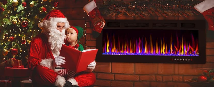 LEMBERI 72 inch Electric Fireplace Recessed and Wall Mounted,750/1500W Fireplace Heater and Linear Fireplace with Touch Screen Control Panel, Timer,Remote Control,Adjustable Flame Color and Speed