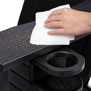 LUE BONA HDPS Adirondack Chairs Set of 4, Fire Pit Outdoor Chair Weather Resistant with Cup Holder, Modern Plastic Chair Plastic for Patio, Deck, Proch, Hotel, Resort, 350LBS, Black